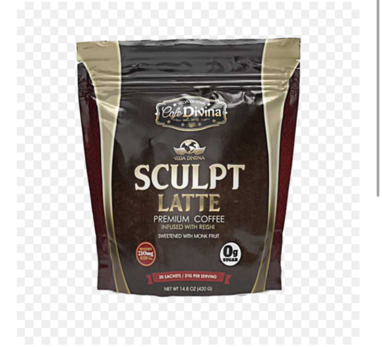 Vida Divina Sculpt Latte – Creamy Instant Coffee with Reishi (20 Sachets)