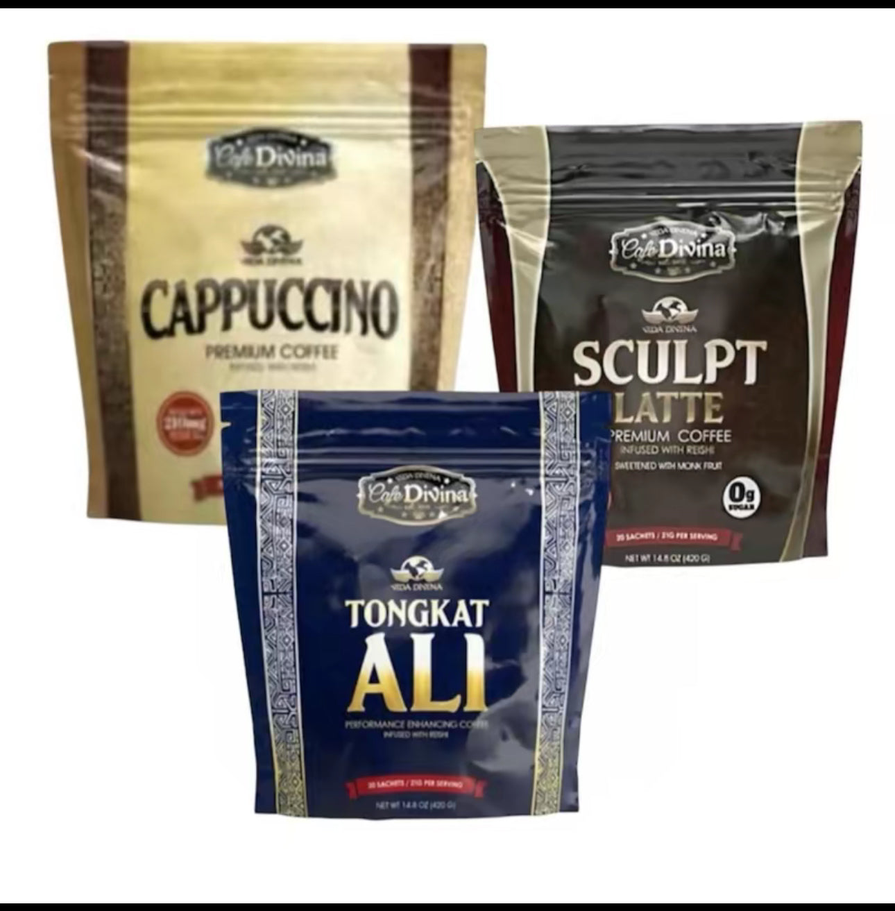 Combo de café Vida Divina: paquete de 3 cafés funcionales con Ganoderma